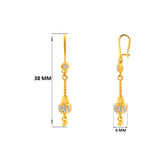 22K Two Tone Gold Dangling Charm Hook Earrings